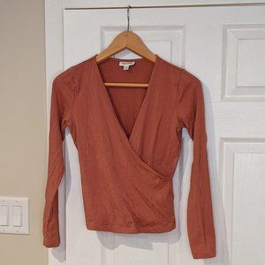 Frank & Oak - Cotton Wrap Style Long Sleeve Top